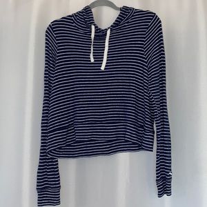 Navy Striped Hooded Long Sleeve